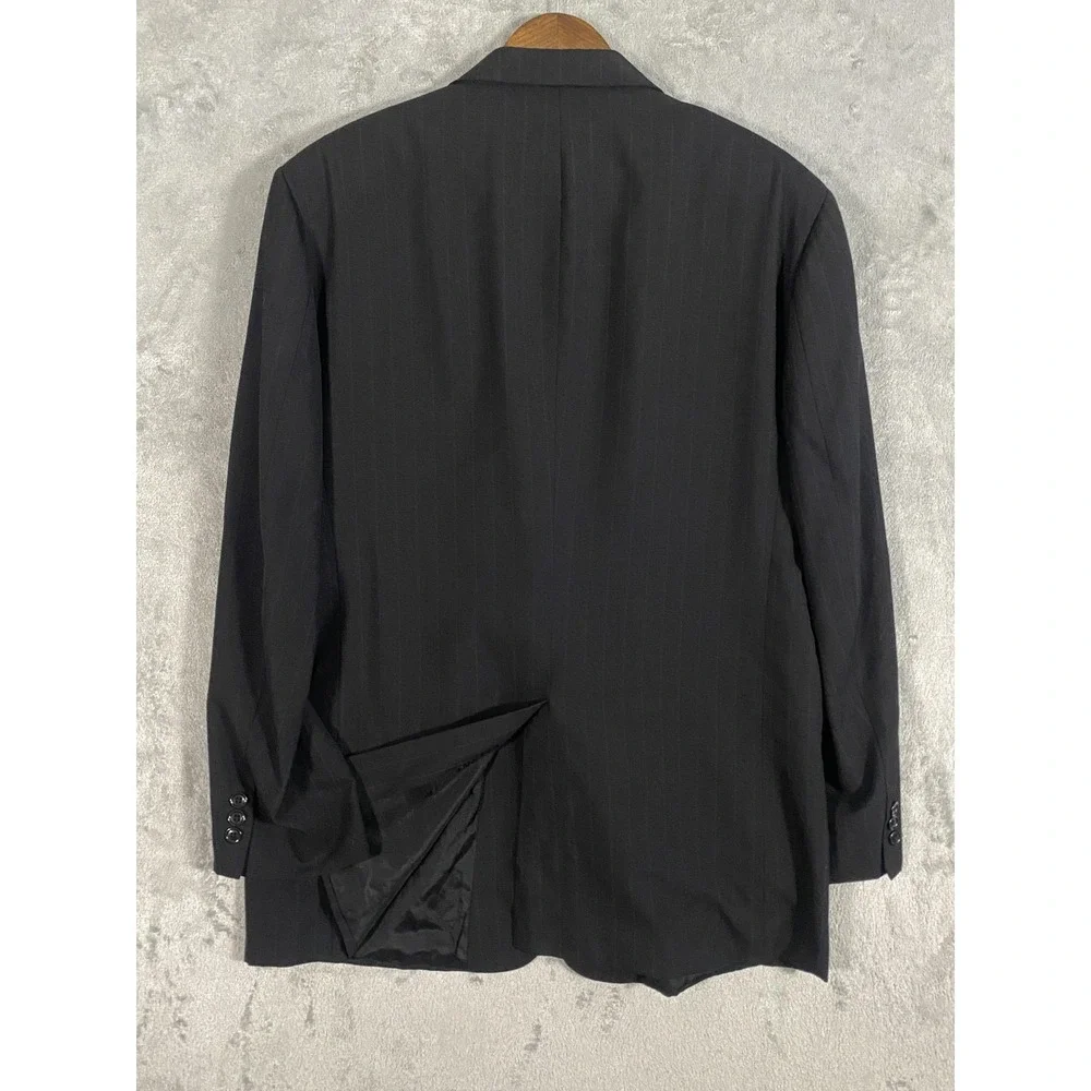 Towncraft Pinstripe‎ Blazer Jacket Mens 44L Charcoal Wool Blend 2 Button Career